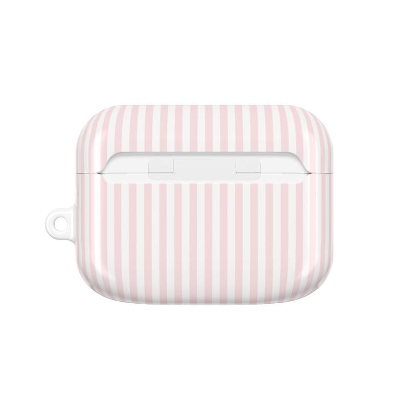 Make a Splash This Summer with Our Custom Monogrammed Pink AirPod Case - Stylish Striped Design for Coastal Adventures
