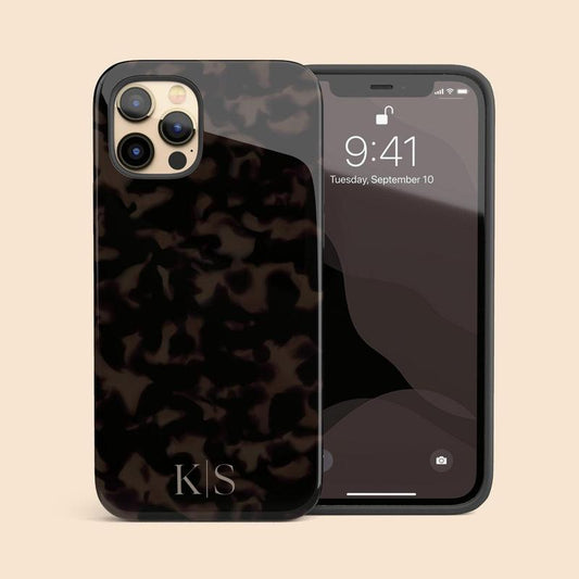 Elevate Your Style with a Personalized Tortoiseshell Phone Case Featuring Custom Initials