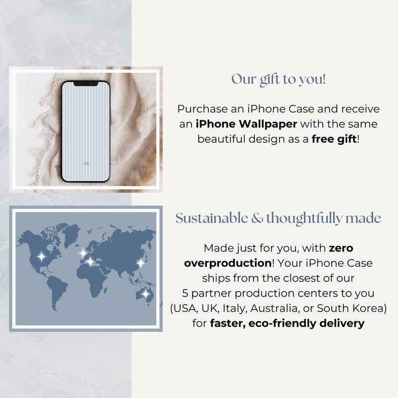 Personalized Blue Striped Phone Case - Custom Monogram Design for a Chic Summer Vibe