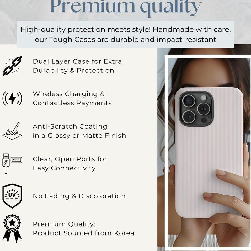 Personalized Pink Striped Phone Case - Custom Monogram for a Chic Summer Look