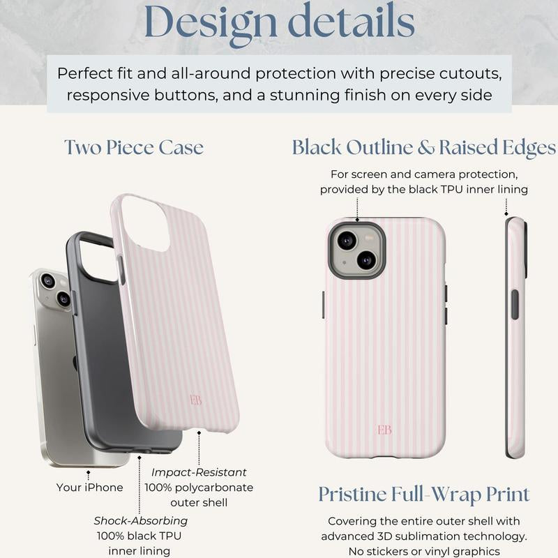 Personalized Pink Striped Phone Case - Custom Monogram for a Chic Summer Look