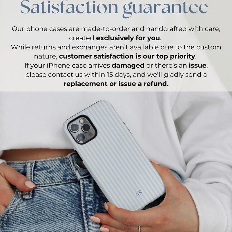 Personalized Blue Striped Phone Case - Custom Monogram Design for a Chic Summer Vibe