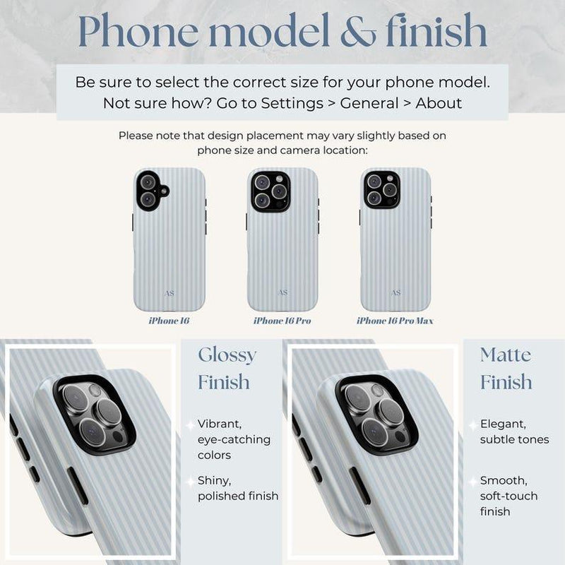 Personalized Blue Striped Phone Case - Custom Monogram Design for a Chic Summer Vibe