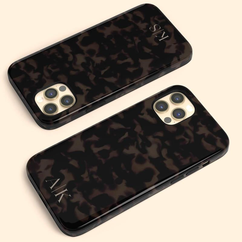 Elevate Your Style with a Personalized Tortoiseshell Phone Case Featuring Custom Initials