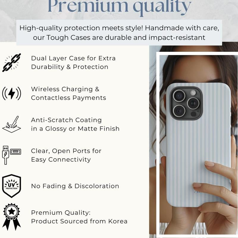 Personalized Blue Striped Phone Case - Custom Monogram Design for a Chic Summer Vibe