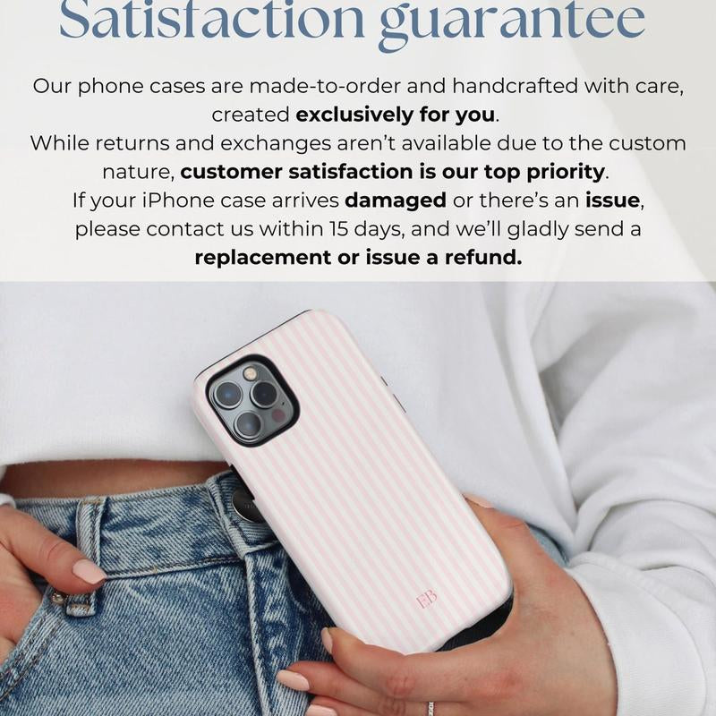 Personalized Pink Striped Phone Case - Custom Monogram for a Chic Summer Look